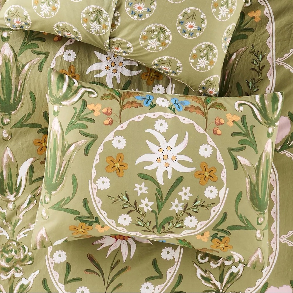 NWT | King Shams, Set of Two (2) | MINDTHEGAP Organic Cotton Percale Printed